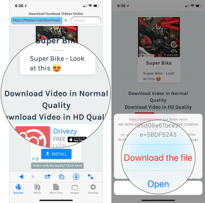 save a video from facebook to iphone